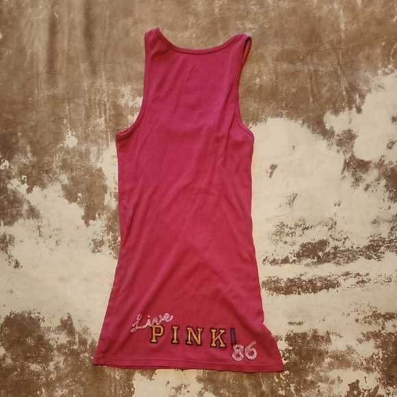 PINK Victoria's Secret Tops - Pink VS I Only Sleep In Pink Ribbed Racerback Tank Top. Size: S